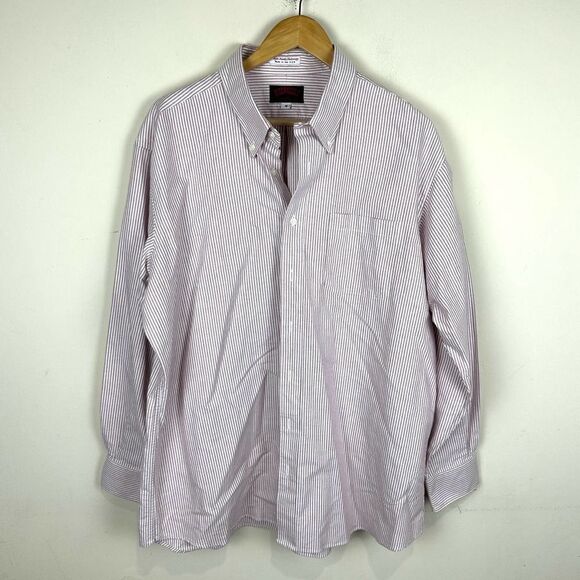 Oconnells Red Striped Vintage Single Needle Button Up Shirt EUC Men’s 18 - Picture 1 of 8